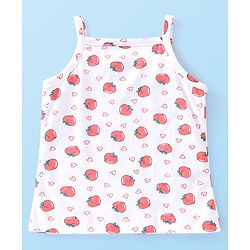 Babyhug 100% Cotton Singlet Slips Heart Print Pack of 3 - Red White & Peach