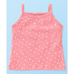 Babyhug 100% Cotton Singlet Slips Heart Print Pack of 3 - Red White & Peach