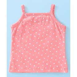 Babyhug 100% Cotton Singlet Slips Heart Print Pack of 3 - Red White & Peach