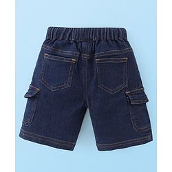 Babyhug Cotton Knit Half Sleeves Shirt & Denim Shorts Set With Toys Print - White Blue