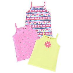Babyhug 100% Cotton Single Jersey Knit Sleeveless Slips Stripes & Bear Print Pack Of 3 - Multicolor