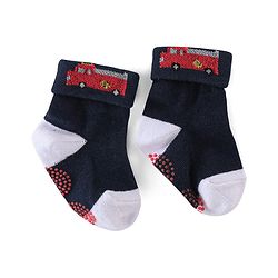 Cute Walk by Babyhug Anti Bacterial Cotton Knit Anti Skid Ankle Length Socks Strip Design Pack Of 3- Black & Grey