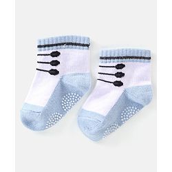 Cute Walk By Babyhug Anti Bacterial Anti Skid Ankle Length Socks Lace Print Pack Of 3 - Red Pink & Blue