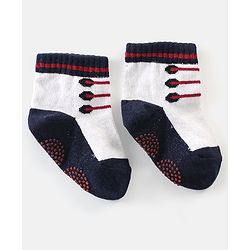 Cute Walk By Babyhug Anti Bacterial Anti Skid Ankle Length Socks Lace Print Pack Of 3 - Red Pink & Blue