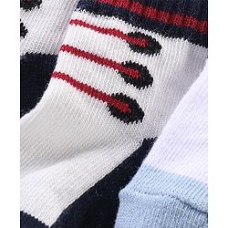 Cute Walk By Babyhug Anti Bacterial Anti Skid Ankle Length Socks Lace Print Pack Of 3 - Red Pink & Blue