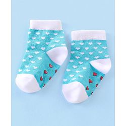 Cute Walk By Babyhug Anti-Bacterial & Anti- Skid Ankle Length with Heart & Dot Design Socks Pack of 3- Multicolour