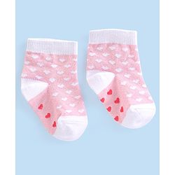 Cute Walk By Babyhug Anti-Bacterial & Anti- Skid Ankle Length with Heart & Dot Design Socks Pack of 3- Multicolour