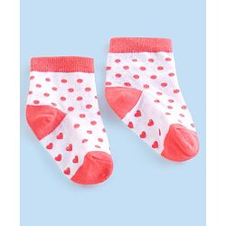 Cute Walk By Babyhug Anti-Bacterial & Anti- Skid Ankle Length with Heart & Dot Design Socks Pack of 3- Multicolour
