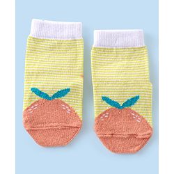 Cute Walk By Babyhug Anti-Bacterial & Anti- Skid Ankle Length with Fruit & Striped Design Socks Pack of 3- Multicolour