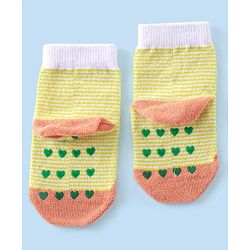 Cute Walk By Babyhug Anti-Bacterial & Anti- Skid Ankle Length with Fruit & Striped Design Socks Pack of 3- Multicolour