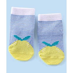 Cute Walk By Babyhug Anti-Bacterial & Anti- Skid Ankle Length with Fruit & Striped Design Socks Pack of 3- Multicolour