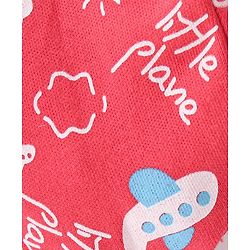 Babyhug 100% Cotton Knit Mittens & Booties Set Airplane & Text Print- Red