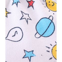 Babyhug 100% Cotton Knit Mittens & Booties Set Space Print- White