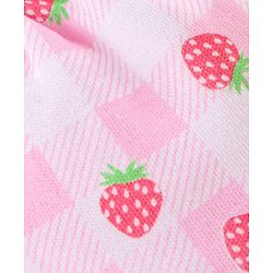 Babyhug 100% Cotton Knit Mittens & Booties Set Strawberry & Checks  Print- Pink