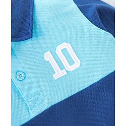 Babyhug 100% Cotton Knit Full Sleeves T-Shirt Cut & Sew with Text Graphics Print - Navy Blue & Blue