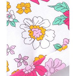 Babyhug 100% Cotton Knit Cap Mittens & Booties With Floral Print White - Diameter 10 cm