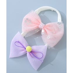 Babyhug Headbands Set with Bow Applique Free Size Pack of 2 - Pink & Purple