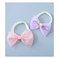 Babyhug Headbands Set with Bow Applique Free Size Pack of 2 - Pink & Purple