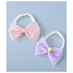 Babyhug Headbands Set with Bow Applique Free Size Pack of 2 - Pink & Purple