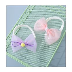 Babyhug Headbands Set with Bow Applique Free Size Pack of 2 - Pink & Purple