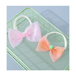 Babyhug Headbands Set with Bow Applique Free Size Pack of 2 - Light  Pink & Orange
