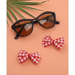 Babyhug Sunglasses  with Bow Clips - Black & Red
