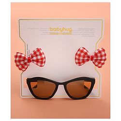 Babyhug Sunglasses  with Bow Clips - Black & Red