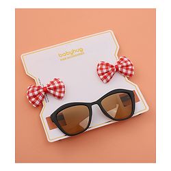 Babyhug Sunglasses  with Bow Clips - Black & Red