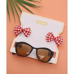 Babyhug Sunglasses  with Bow Clips - Black & Red