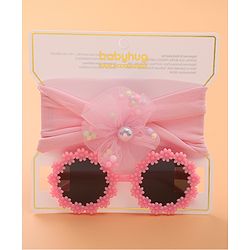 Babyhug Sunglasses with Headband Flower Applique -Pink