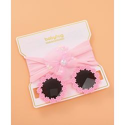 Babyhug Sunglasses with Headband Flower Applique -Pink