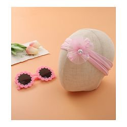 Babyhug Sunglasses with Headband Flower Applique -Pink