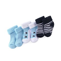 Cute Walk By Babyhug Anti Bacterial Ankle Length Socks Solid & Stripe Design Pack of 3- Blue Black & White