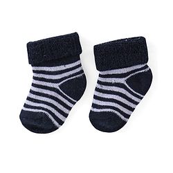 Cute Walk By Babyhug Anti Bacterial Ankle Length Socks Solid & Stripe Design Pack of 3- Blue Black & White