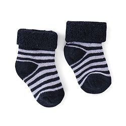 Cute Walk By Babyhug Anti Bacterial Ankle Length Socks Solid & Stripe Design Pack of 3- Blue Black & White