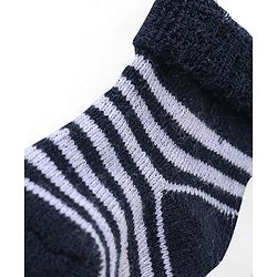 Cute Walk By Babyhug Anti Bacterial Ankle Length Socks Solid & Stripe Design Pack of 3- Blue Black & White