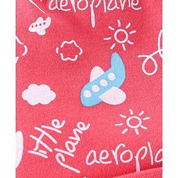 Babyhug 100% Cotton Knit Cap Air Plane Print- Red