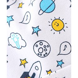 Babyhug 100% Cotton Knit Cap Space Print -White