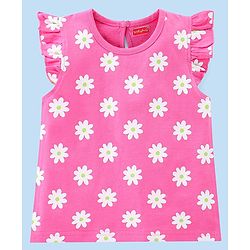 Babyhug Cotton Knit Frill Sleeves Floral & Cherries Printed T-Shirts Pack of 3 - Multicolour