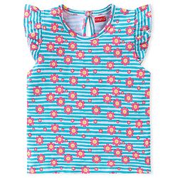 Babyhug Cotton Knit Frill Sleeves T-Shirts Floral & Text Print Pack of 3 - Multicolour