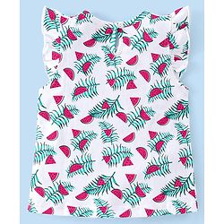 Babyhug 100% Cotton Knit Half Sleeves T-Shirt With Watermelon Graphics & Frill Detailing Pack Of 3- Multicolour