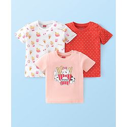 Babyhug 100% Cotton Knit Half Sleeves T-Shirt with Kitten Graphics Pack Of 3 - Multicolor
