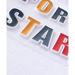 Babyhug 100% Cotton Single Jersey Knit Half Sleeves T-Shirt & Shorts Set Text Print - White & Black