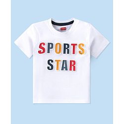 Babyhug 100% Cotton Single Jersey Knit Half Sleeves T-Shirt & Shorts Set Text Print - White & Black