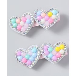 Babyhug Free Size Hair Accessories Combo Set of 3 Heart Applique - Pink