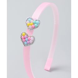 Babyhug Free Size Hair Accessories Combo Set of 3 Heart Applique - Pink