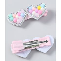Babyhug Free Size Hair Accessories Combo Set of 3 Heart Applique - Pink