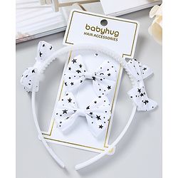 Babyhug Free Size Hair Accessories Combo Set Set of 3 Bow Applique  - White