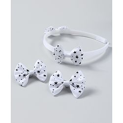 Babyhug Free Size Hair Accessories Combo Set Set of 3 Bow Applique  - White
