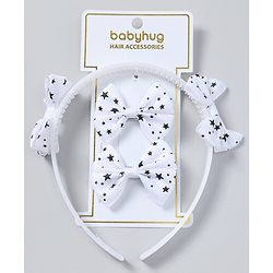 Babyhug Free Size Hair Accessories Combo Set Set of 3 Bow Applique  - White